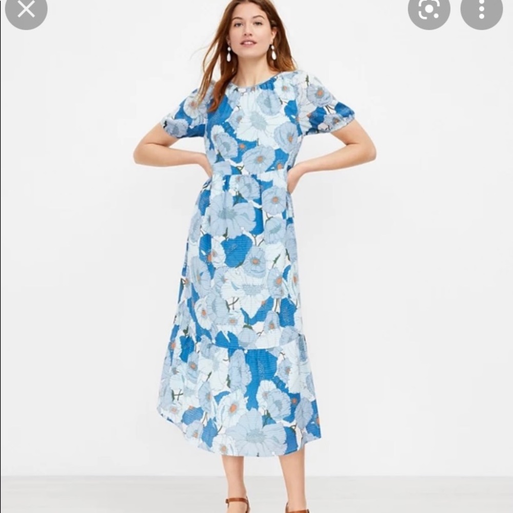 Poppy puff sleeve midi dress